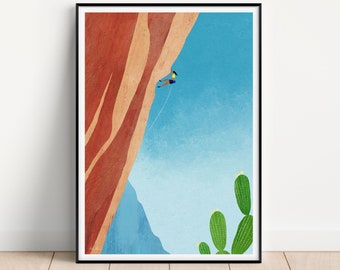 Klettern Bergsteigen Wandern Poster | Berge Vintage Poster | Reisen Urlaub Wandbild Deko | Kunstdruck Minimalistisch Urlaub