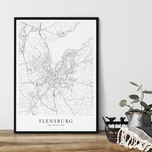 FLENSBURG Poster City Map | Kunstdruck | minimaoistisches Design  | Flensburg | Stadtplan | skandinavisch Print  Flensburg Karte