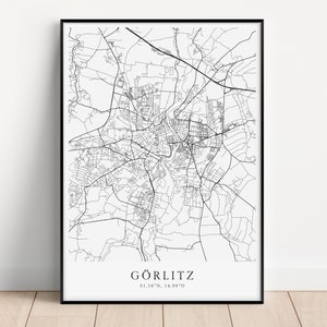 Görlitz Poster City Map | Kunstdruck minimalistischer Print im skandinavischen Design | Stadtplan Sachsen Görlitz Karte