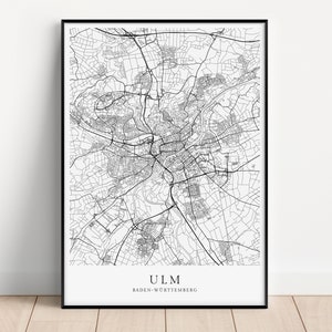 ULM Poster City Map | Kunstdruck | minimalistischer Print | Baden Württemberg | Stadtplan | skandinavisches Design München Karte