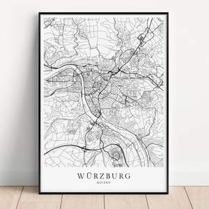 WÜRZBURG Poster City Map | Kunstdruck minimalistischer Print im skandinavischen Design | Stadtplan Bayern Karte