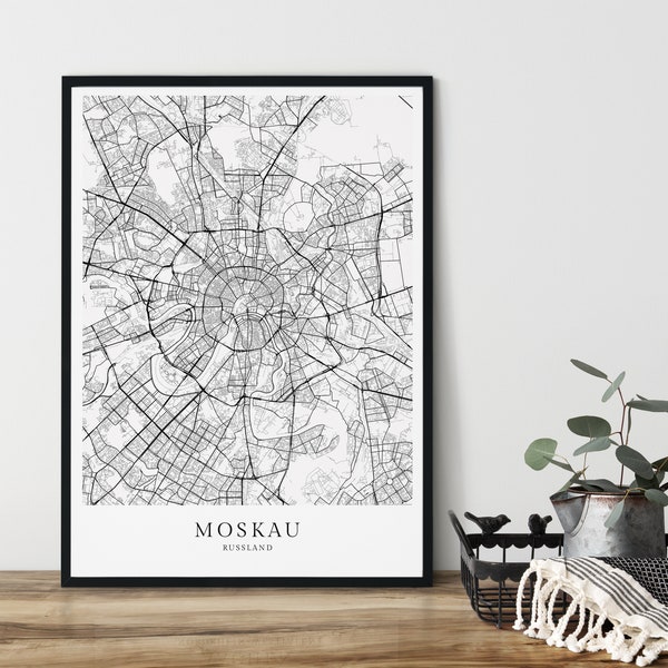 MOSKAU Poster City Map | Kunstdruck | Moskau Karte | Stadtplan | skandinavisches Design Russland