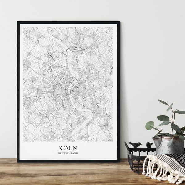 KÖLN Poster City Map | Kunstdruck minimalistischer Print im skandinavischen Design | Stadtplan Karte