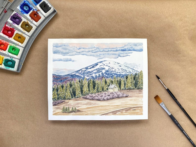 Mount Spokane Watercolor Painting Print Spokane Gift Etsy