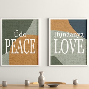 Printable, Igbo Word Art, Home Decor, minimalist decor, Typography Poster, Motivational Quotes, Peace, Love