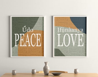 Printable, Igbo Word Art, Home Decor, minimalist decor, Typography Poster, Motivational Quotes, Peace, Love