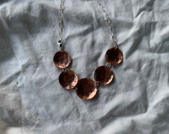 Graduated Hammered Copper Disc Necklace| Gifts for Her| Birthday Gifts||Copper Jewelry||Handmade Jewelry