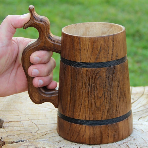 Personalized Beer Stein Wooden Tankard Groomsmen Gift Etsy