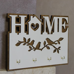 Wooden Home key organizer, wooden key holder, wall key holder, key rack, white key hanger, key hooks, key holder Home, housewarming gift