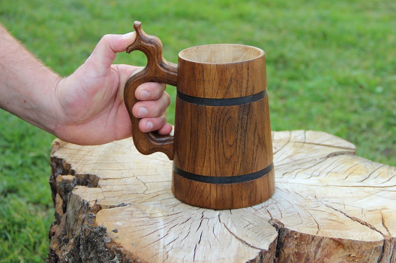 Wooden Beer Stein Wood Barrel Customized Beer Mug Wooden Etsy
