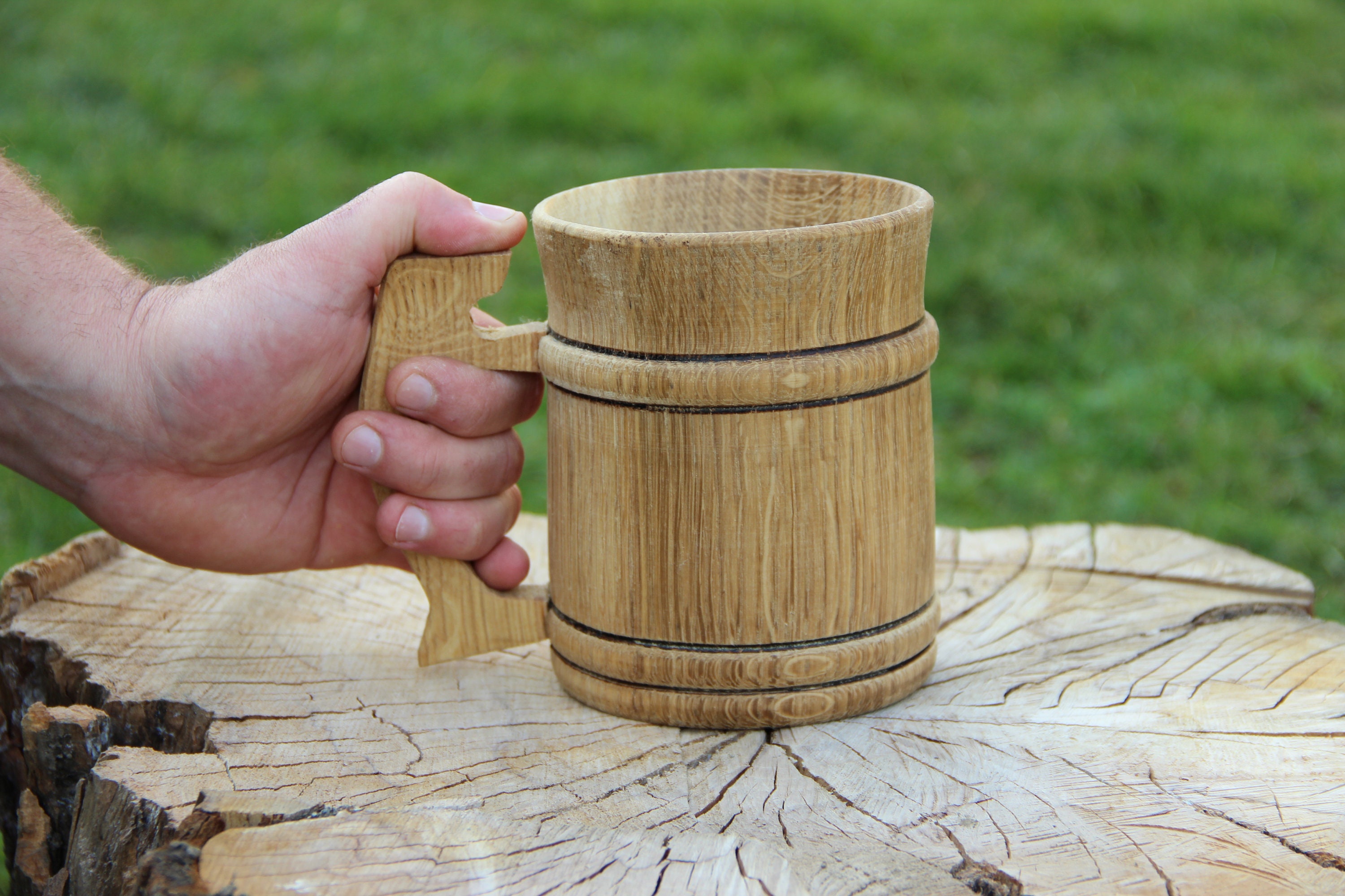 Rustic mug oak mug wooden beer mug personalized beer mug Etsy