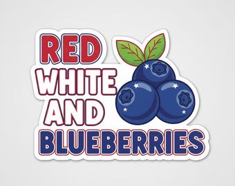Red, White & Blueberries Sticker: Patriotic USA Vinyl Decal