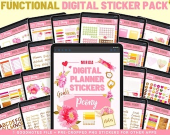 GoodNotes Stickers EVERYDAY Digital Stickers Pack Floral Digital Planner Stickers PNG Digital Sticky Notes FUNCTIONAL Daily Stickers iPad