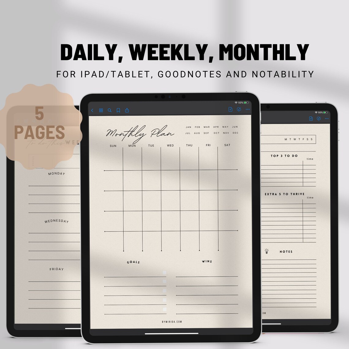 Goodnotes Weekly Planner Template Digital Weekly Undated Planner for