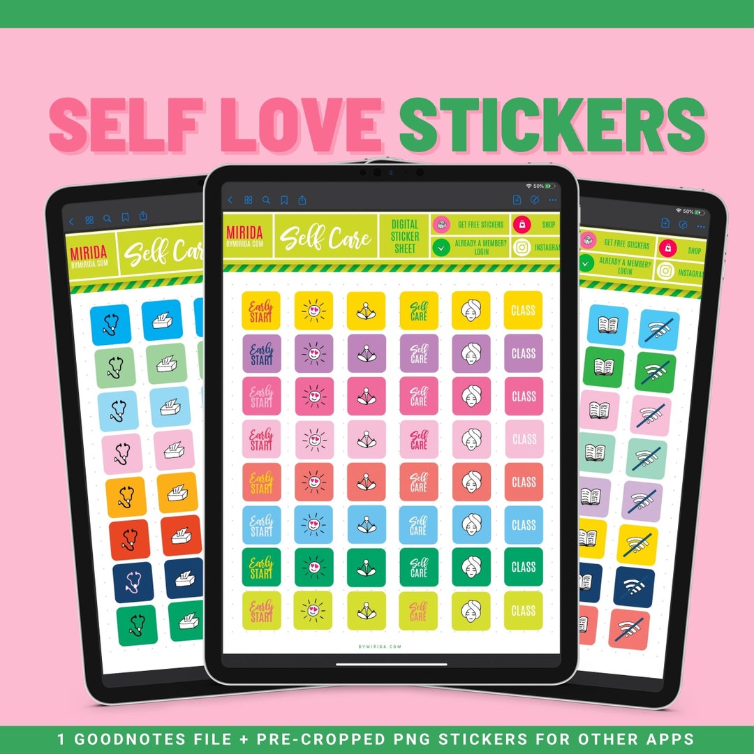 Goodnotes SELF CARE Digital Planner Stickers Self LOVE Stickers ...