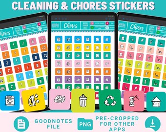 CHORES Digital Stickers CLEANING Goodnotes Mom Planner Stickers Household sticker pack Goodnote Clean Stickers Good Note iPad Stickers