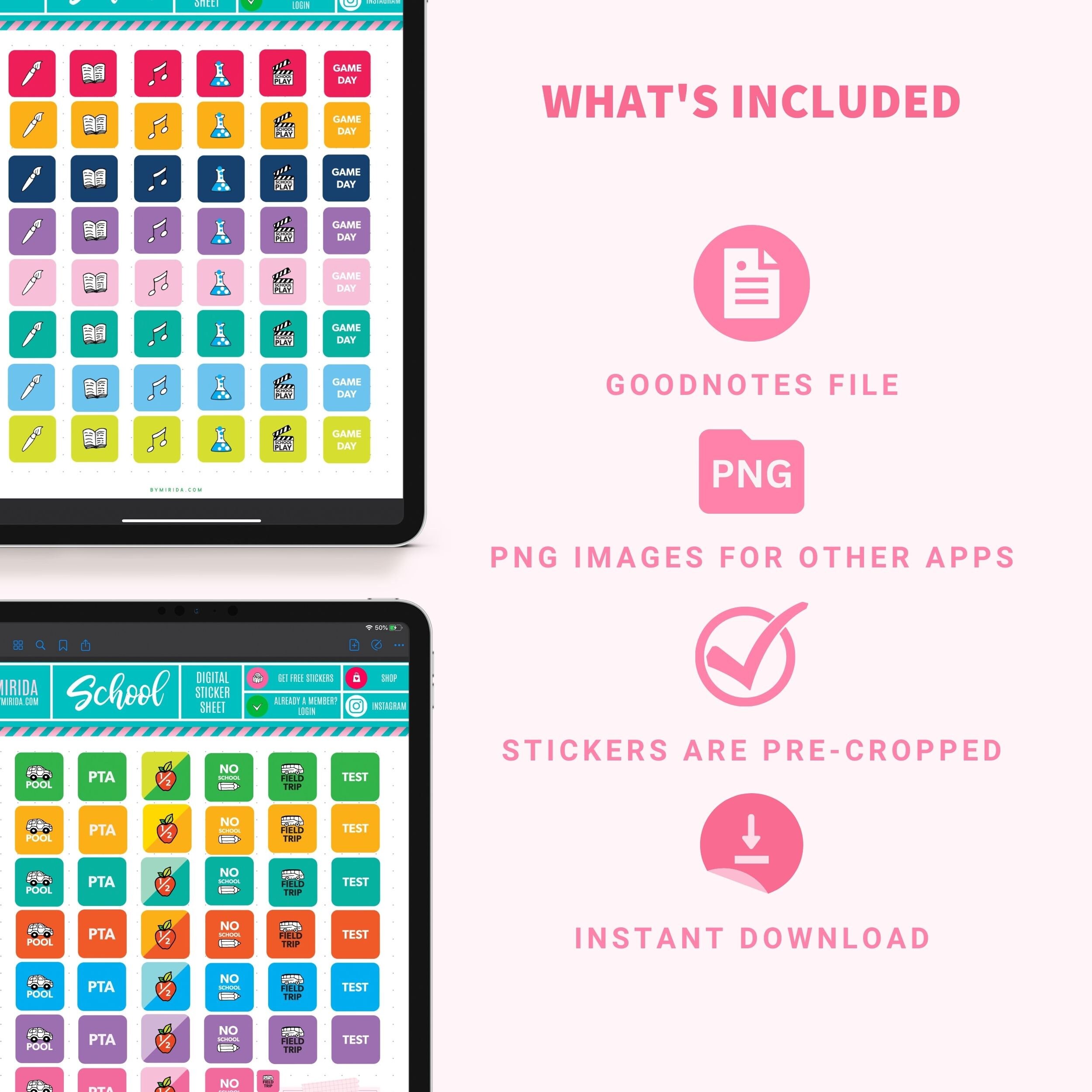 SCHOOL Stickers Goodnotes Primary School Digital Stickers for Moms and ...