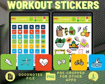 WORKOUT Digital Stickers GoodNotes Exercise Digital Planner Stickers FITNESS GoodNote Pre-cropped Gym Stickers Good Note iPad Sticker