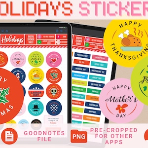 USA HOLIDAY Digital Stickers Goodnotes Stickers Holiday Digital Planner Stickers Aesthetic American Yearly Calendar Stickers PNG Noteshelf