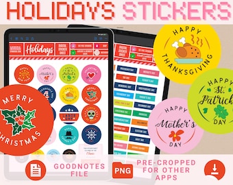 USA HOLIDAY Digital Stickers Goodnotes Stickers Holiday Digital Planner Stickers Aesthetic American Yearly Calendar Stickers PNG Noteshelf