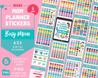 Mom Digital Planner Stickers PNG Cleaning Stickers School Stickers Pack Chore Calendar Stickers GoodNotes stickers ipad Digital Stickers