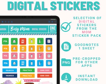 Digital Stickers For Mom Planner - Cleaning Stickers School Stickers Sheet GoodNotes Stickers iPad - Chore Stickers Digital Planner Stickers
