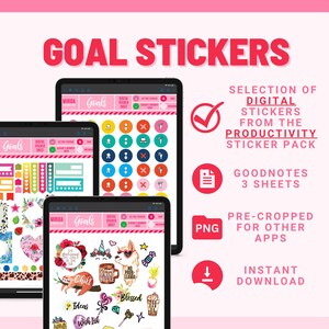 GOALS GoodNotes Stickers Motivational Digital Stickers Good Notes Digital Planner Stickers - Functional iPad Stickers Vision Board Stickers