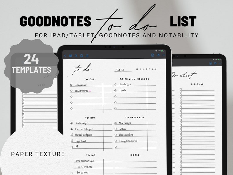 Goodnotes to Do List Daily Checklist Template PDF Minimal Planner Pad ...