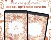 Goodnotes Notebook Covers Monogram Digital Cover White Glitter Floral Bridal Planner Divider, Digital Planner Cover Elegant Minimal Bride