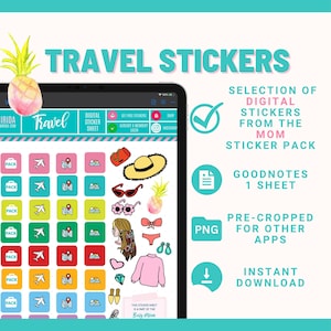 Goodnotes TRAVEL Planner Stickers Vacation Digital Stickers Summer Holidays Icons Pre Cropped Good Note Sticker Noteshelf Travel Sticker PNG