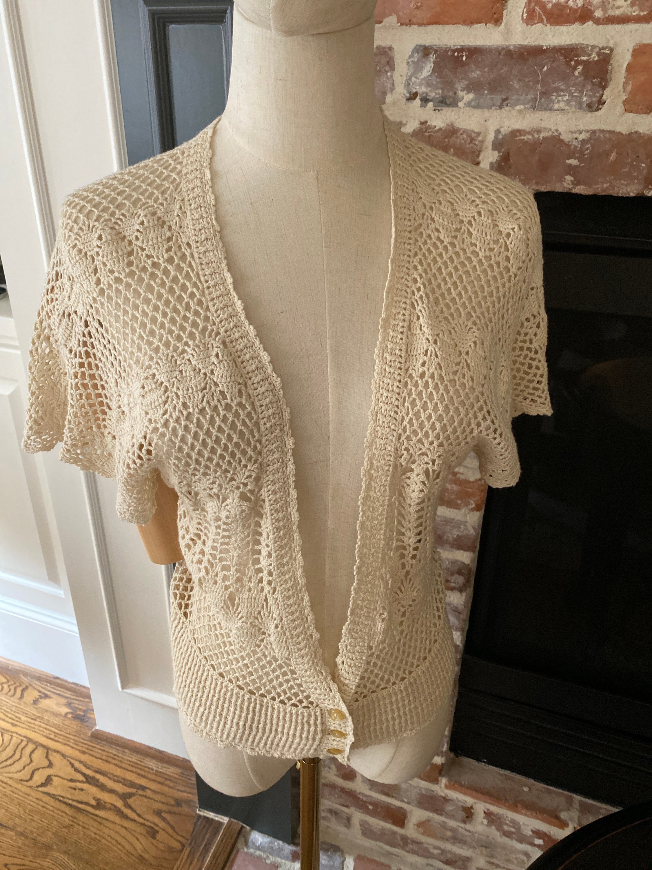 Cream Crochet Shrug - Etsy