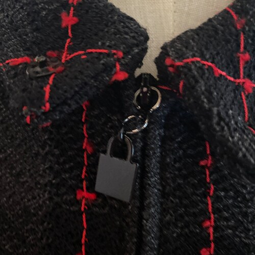 Vintage Y2K St. Johns Knit Jacket Lightweight Zip Front Windowpane Plaid Black Charcoal Red Size 6 Classic Preppy Schoolgirl Workwear shops