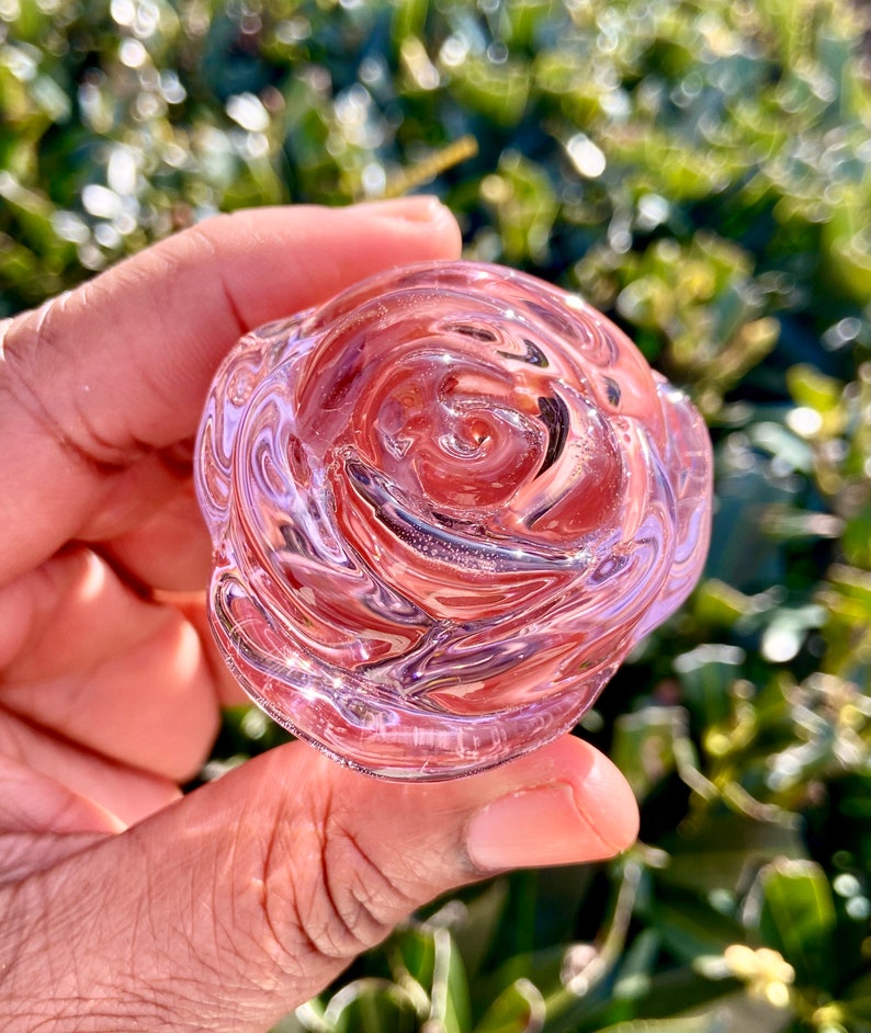 Glass Dildo Pink Flower Crystal Dildos Anal Plug B