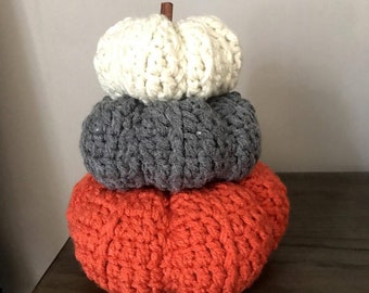 Stacked Pumpkins Crochet Pattern | Fall Crochet | Table Decor Pumpkins | Crocheted Pumpkins | Pumpkins in 3 Sizes