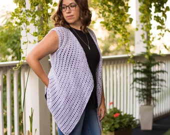 Waterfall Cardigan Crochet Pattern | Crochet Vest | Short Sleeve Cardigan | Adult Crochet Cardigan