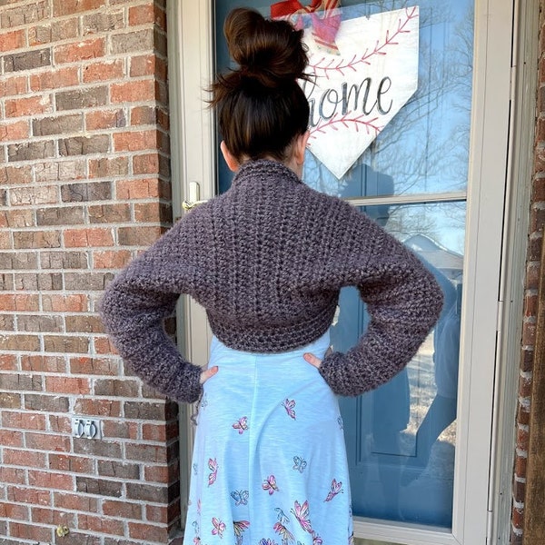 Perfect Sunday Shrug Crochet Pattern | Child Cropped Sweater | Child Bolero | Short Jacket | Copped Cardigan | Dress Sweater Crochet Pattern
