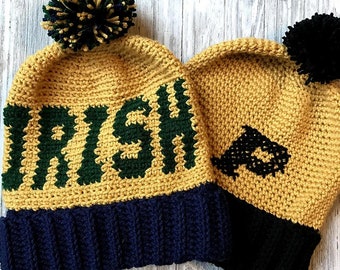 Game Day Crochet Beanie PDF PATTERN | Sock Hat | Toque | Football Beanie | Athletic Team Beanie | Winter Cuffed Beanie | Fold Up Brim Beanie