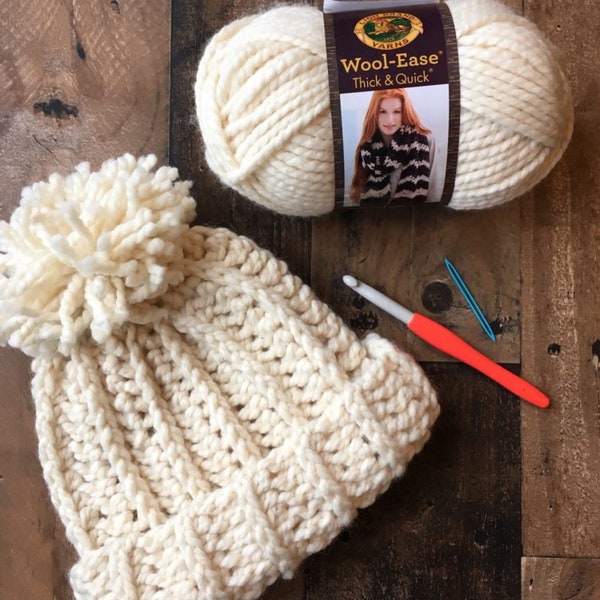 Chunky Snow Beanie Crochet Pattern | Digital Crochet Pattern | Bulky Hat | Winter Beanie | Camel Stitch | Newborn thru Adult Sizes | Crochet