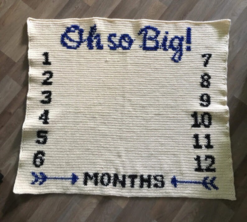 Baby Growth Blanket Crochet Pattern Monthly Growth Baby Milestone Blanket Watch Me Grow Oh so Big Growth Chart Age Blanket image 2