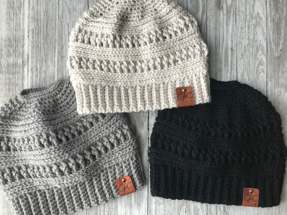 Gracie Messy Bun Beanie Crochet Pattern | Adult & Child Sizes (PDF Pattern)