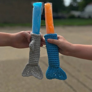 Shark Mermaid Popsicle Holder Crochet Pattern Freeze Pop Holder Ice Pop Holder Crochet Pattern Summer Crochet Shark Mermaid image 2