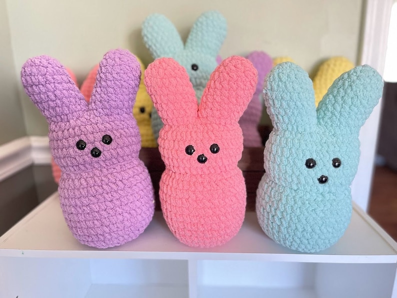 Marshmallow Bunny Crochet Pattern Peep Fluffy Plush Stuffy Etsy