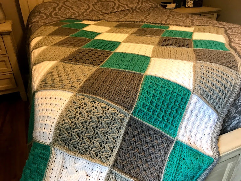 Crochet Blanket Pattern Square Sampler Crochet Blanket Etsy