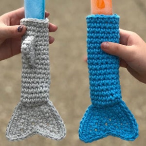 Shark Mermaid Popsicle Holder Crochet Pattern Freeze Pop Holder Ice Pop Holder Crochet Pattern Summer Crochet Shark Mermaid image 1