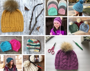 10 Crochet It Creations Crochet Beanie Patterns | Digital PDF eBook Download | Multiple Crochet Patterns in Various Sizes | Winter Hats