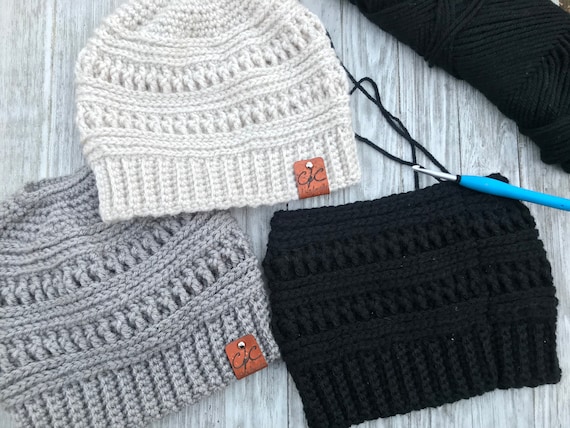 Gracie Messy Bun Beanie Crochet Pattern 