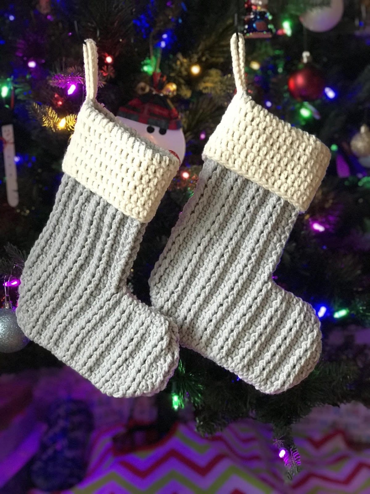 30 Christmas Stocking Crochet Patterns for Handmade Holiday Keepsakes 22 Ribbed Christmas Stocking Pattern