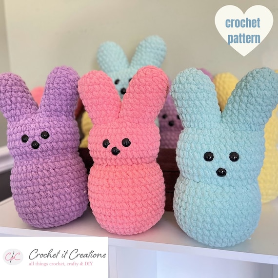 Marshmallow Bunny Crochet Pattern Peep Fluffy Plush Stuffy - Etsy Marshmallow Bunny Crochet Pattern Peep Fluffy Plush Stuffy - Etsy