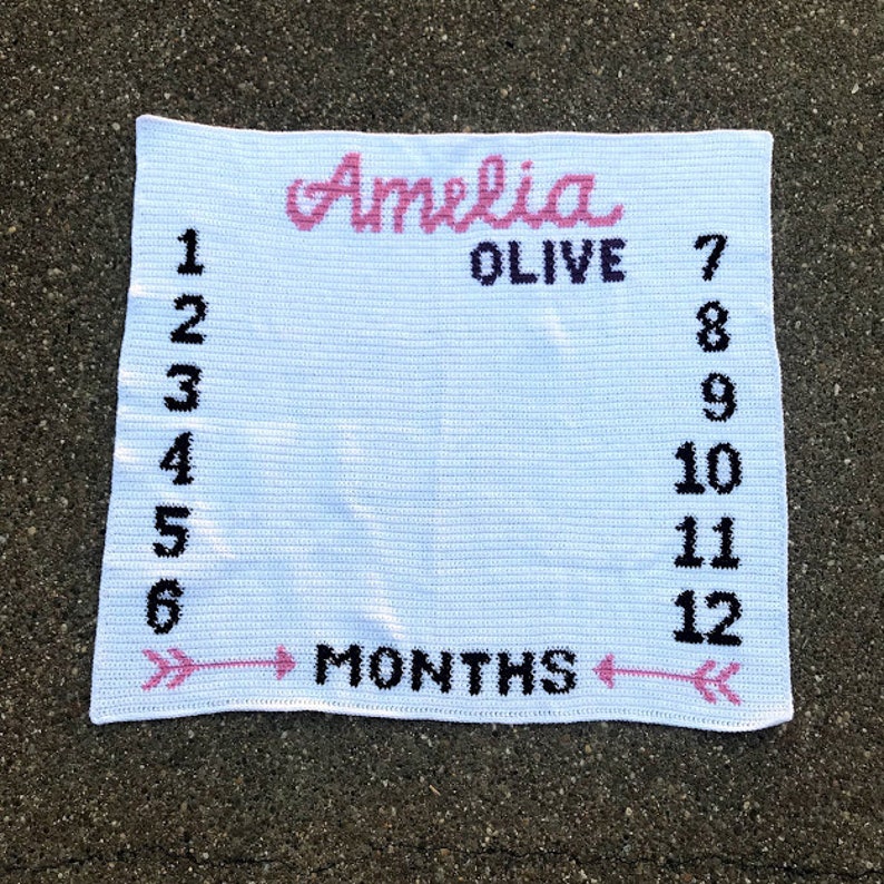 Baby Growth Blanket Crochet Pattern Monthly Growth Baby Etsy