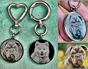 Personalised Dog Keyring - Engraved Pet Keychain - Photo Keepsake - Pet Memorial Charm - Christmas Gift - From Pet - Paw Print - Mothers Day